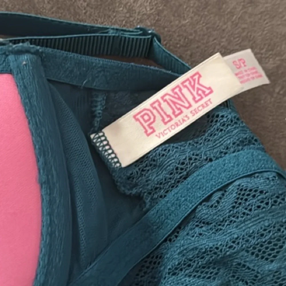 Victoria's Secret PINK Teal Lace Strappy Push-up Bralette